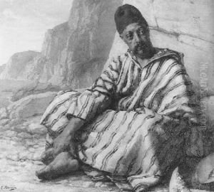 Arabe Assis En Bord De Mer