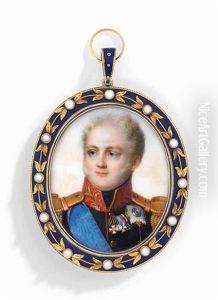 Tsar Alexander I Of Russia (1777-1825), In Black Coat With Gold-embroidered Red Collar And Red-bordered Gold Epaulettes, Wearing The Blue Moire Sash And Breast-star Of The Russian Order Of St Andrew, The Swedish Order Of The Sword, The Russian Military Or by Henri Benner