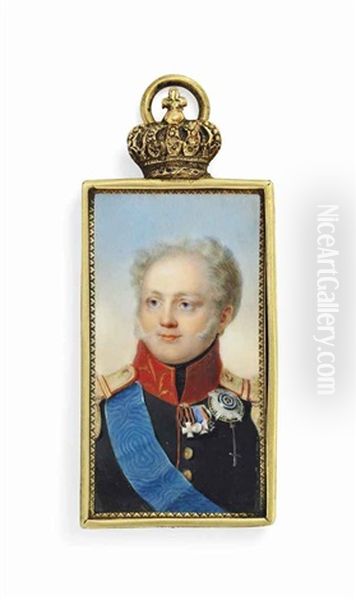 Alexander I (1777-1825), Emperor Of Russia, In Black Uniform With Red And Gold Collar And Gold Epaulettes, Wearing The Blue Sash And Breast-star... - view 1