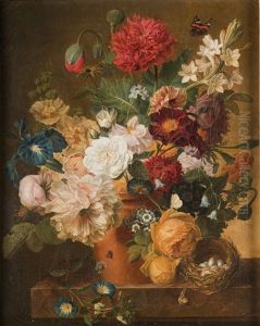 Bouquet De Fleurs Dans Un Pot De Terre by Jean Benner