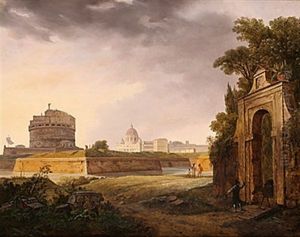 Vy Over Rom Mot Castel St. Angelo Och Peterskyrkan by Carl Stefan Bennet