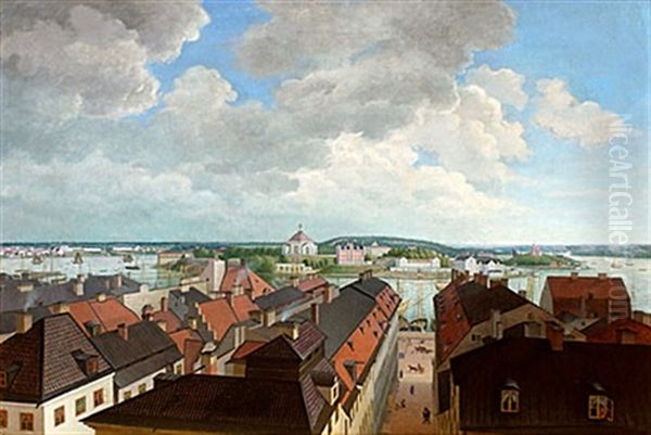 Utsikt Fran Tyska Kyrkans Torn I Stockholm Mot Ladugardslandet Och Skeppsholmen - view 1