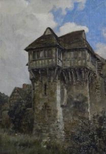 Exterior View Of Stokesay Castle And Others (4 Works) by Frank Moss Bennett