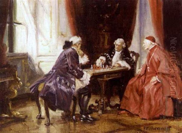 Noblemen Playing Chess, With A Cardinal Watching - view 1