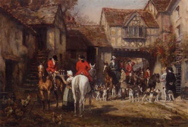 Huntsmen And Hounds In A Courtyard - view 1