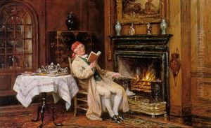 Relaxing By The Fire by Frank Moss Bennett