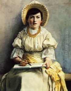 A Portrait Of A Young Girl Seated, Dressed In Yellow A Portrait Of A Young Girl Seated, Dressed In Yellow
