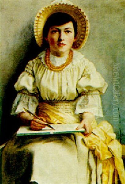 Portrait Of A Young Girl Seated, Dressed In Yellow - view 1