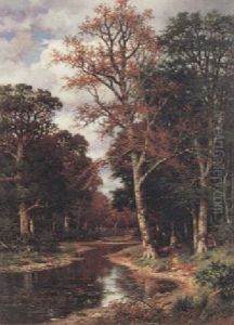 Herbstliche Waldlandschaft by Karl Bennewitz von Loefen the Elder