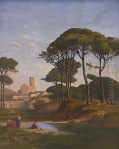 Italianate Landscape With Figures Near A Stream Italianate Landscape With Figures Near A Stream