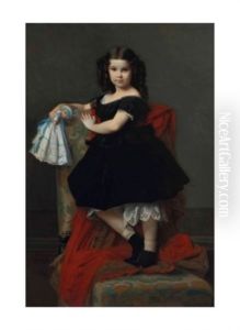 Portrait De Petite Fille A La Poupee by Leon Benouville