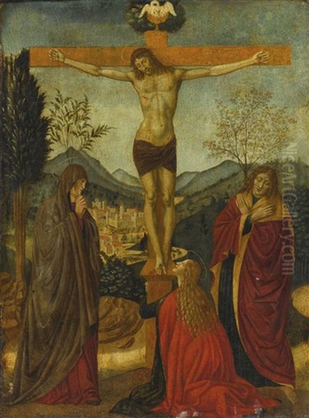 The Crucifixion, With The Madonna And Saints John The Evangelist And Mary Magdalene, A City And Mountainous Landscape Beyond - view 1
