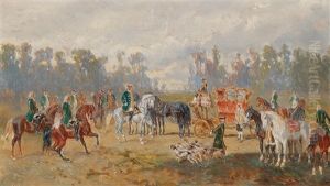 Setting Off For The Hunt by Alexander Ritter Von Bensa