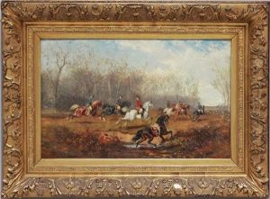 Parforcejagd In Einem Herbstlichen Wald by Alexander Ritter Von Bensa