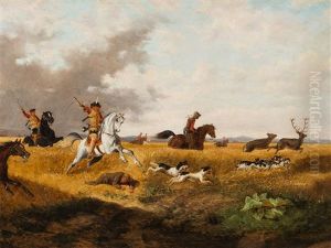 Hunting Scene by Alexander Ritter Von Bensa