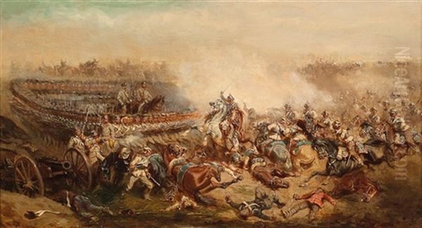 Chaotic Battle Between Prussian Cuirassiers And Austrian Infantry - view 1