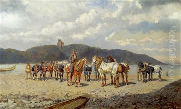 Treidelpferde An Der Donau - view 1