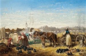 Markt Vor Einem Ungarischen Dorf by Alexander Ritter Von Bensa