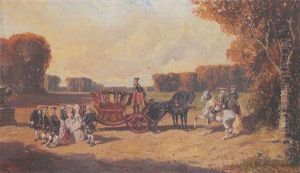 Vornehme Rokokogesellschaft Im Schlosspark
