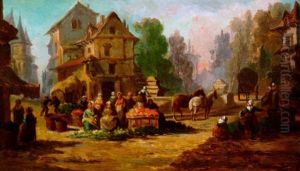Markttreiben In Einer Kleinstadt by Alexander Ritter Von Bensa