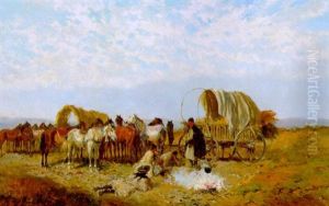 Rastende Ungarische Hirten by Alexander Ritter Von Bensa