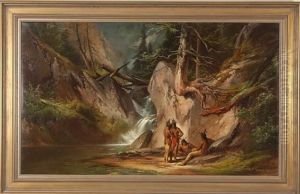 Landscape With Four Native Americans by George Frederick Bensell
