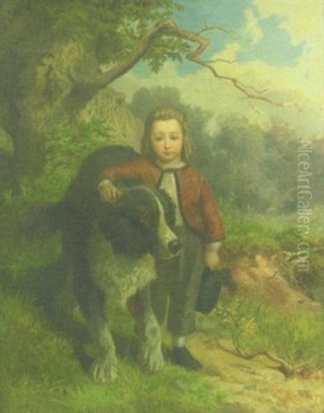 Portrait Of A Boy With A Dog - view 1