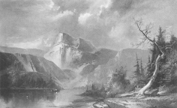 Boaters In A Western Autumnal River Landscape - view 1