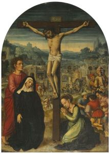 The Crucifixion, With Scenes From The Passion Beyond by Ambrosius Benson