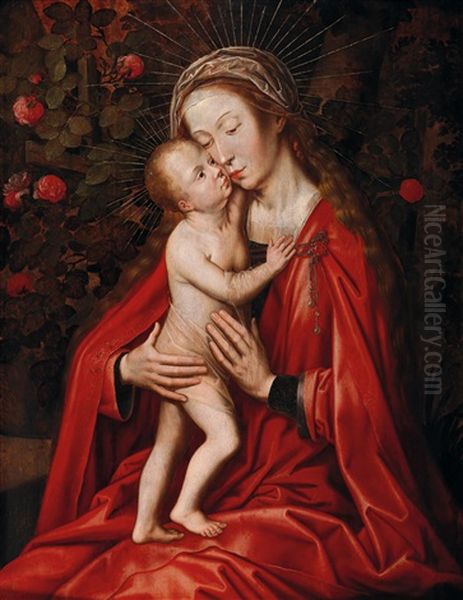 The Madonna And Child In A Rose Garden - view 1