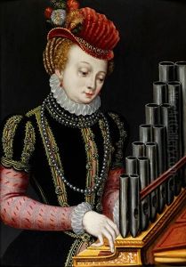 Adelige Dame An Einer Tischorgel Adelige Dame An Einer Tischorgel