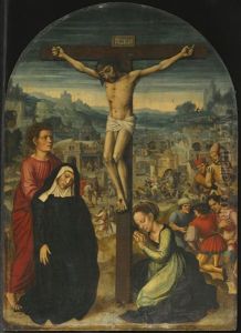 The Crucifixion, With Scenes From The Passion Beyond by Ambrosius Benson