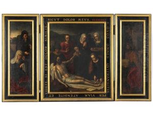 Lamentation, Saint And Donors (triptych)
