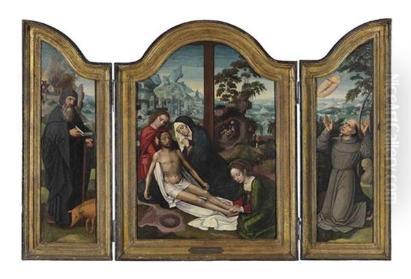 The Lamentation, With The Deposition Beyond (+ 2 Others; Triptych) - view 1