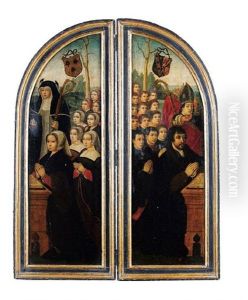 Donors In Prayer, Accompanied By Their Family, Saint Irmengard (?) And Saint Denis (2 Parts Of A Triptych) (+ Christ In The Garden Of Gethsemane, Verso)