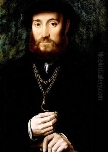 Portrait Of A Gentleman, Half-length, Wearing A Black Costume And Hat, Holding A Glove And A Ring