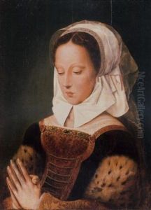 A Sibyl In A Fur-trimmed Black And Gold Embroidered Dress And White Headdress by Ambrosius Benson