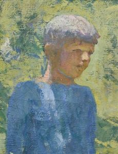 Portrait Head Of A Boy, An Exercise In Backlighting by Frank Weston Benson