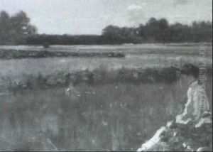 Young Girl In Meadow by Frank Weston Benson