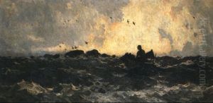 Hunter In Boat by Frank Weston Benson