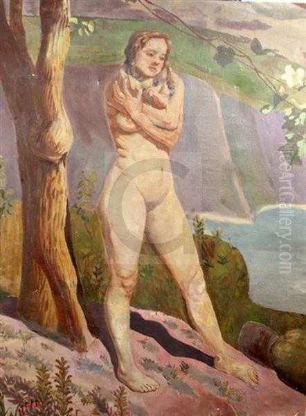 Nude In A Coastal Landscape - view 1