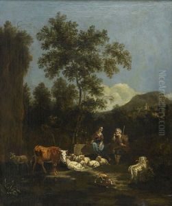 Pastoral Landscape With Shepherd by Johannes van der Bent