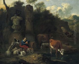 Hirt Und Herde In Einer Sudlichen Landschaft