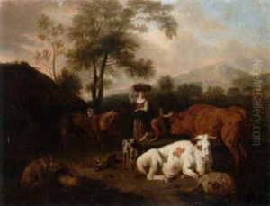 Landskap Med Herdar Och Boskap by Johannes van der Bent