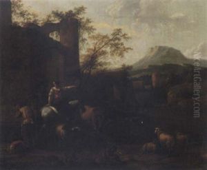 Landskap Med Herdar Och Herdinnor