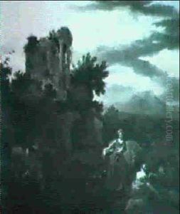 Sudliche Landschaft Mit Der Ruine Des Vestatempels, Im      Vordergrund Schaferinnen Mit Ihren Tieren