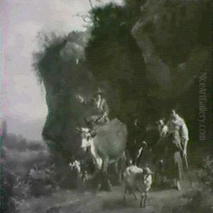 A Herdsman And His Companion Travelling Along A Rocky Path by Johannes van der Bent