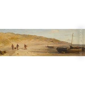 Strandpartie Mit Fischerbooten by Louis Bentabole