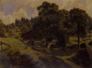 Felsiger Hang Mit Bauerhausern by Wilhelm Bernhard Benteli