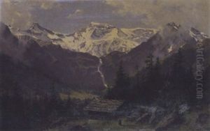 Sonnige Alpenlandschaft Im Berner Oberland by Wilhelm Bernhard Benteli
